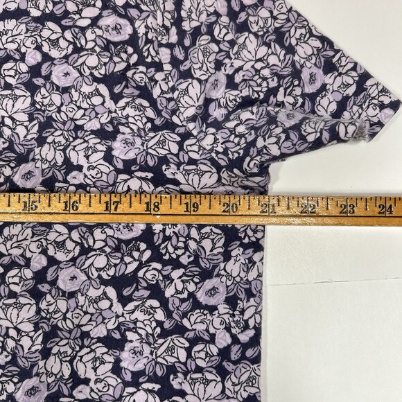 White Stag Women Short Sleeve T-shirt Top Scoop Neck Purple Floral Cotton Sz XL - Picture 6 of 7